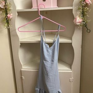 Blue tank top dress ties in the back